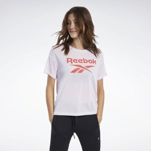 Reebok Workout Ready Supremium Logo T Shirt Damen - Rosa - DE 876-EXI